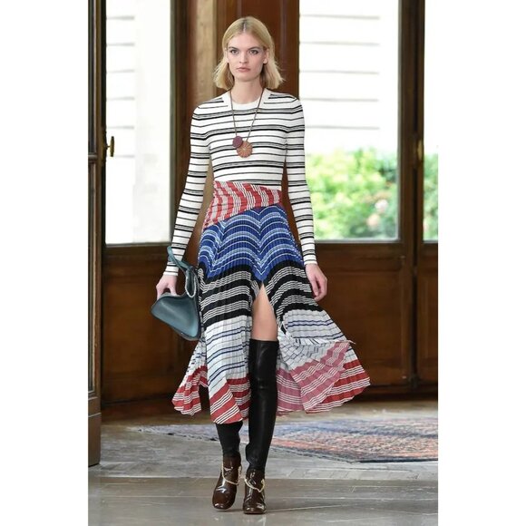 NWT Altuzarra Woodbine Mixed Media Stripe Midi Dress – Size 6 ($2095) - Picture 1 of 5